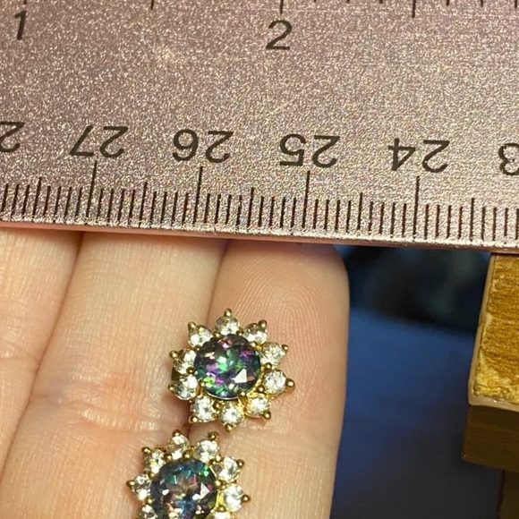 Solid 10k gold mystic topaz earrings-firm price no offers - Picture 7 of 12